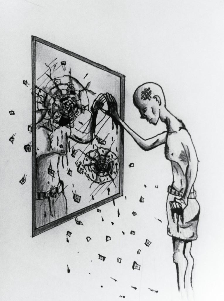 765x1024 Cancer Illustration Drawing Art Disease Aphopenia Ego Requiem - Drawing Of A Mirror