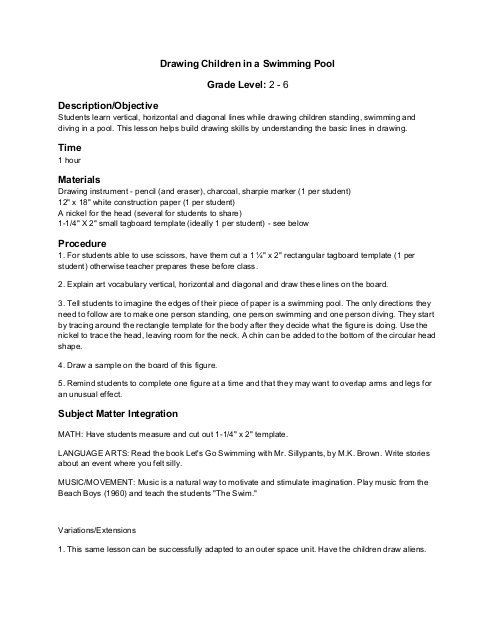 495x640 Drawing Children In A Swimming Pool Grade Level - Drawing Of A Person Swimming