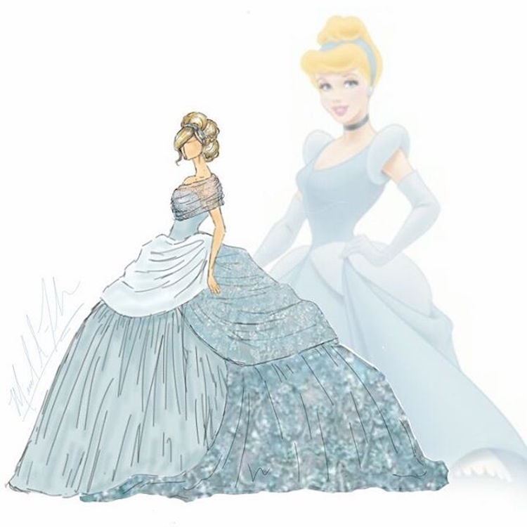 750x750 couture disney princesses gives characters high fashion makeovers - Drawing Of A Princess Dress