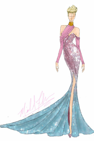 400x600 Designer Unveils Sketches For New Disney Princess Inspired Gown - Drawing Of A Princess Dress