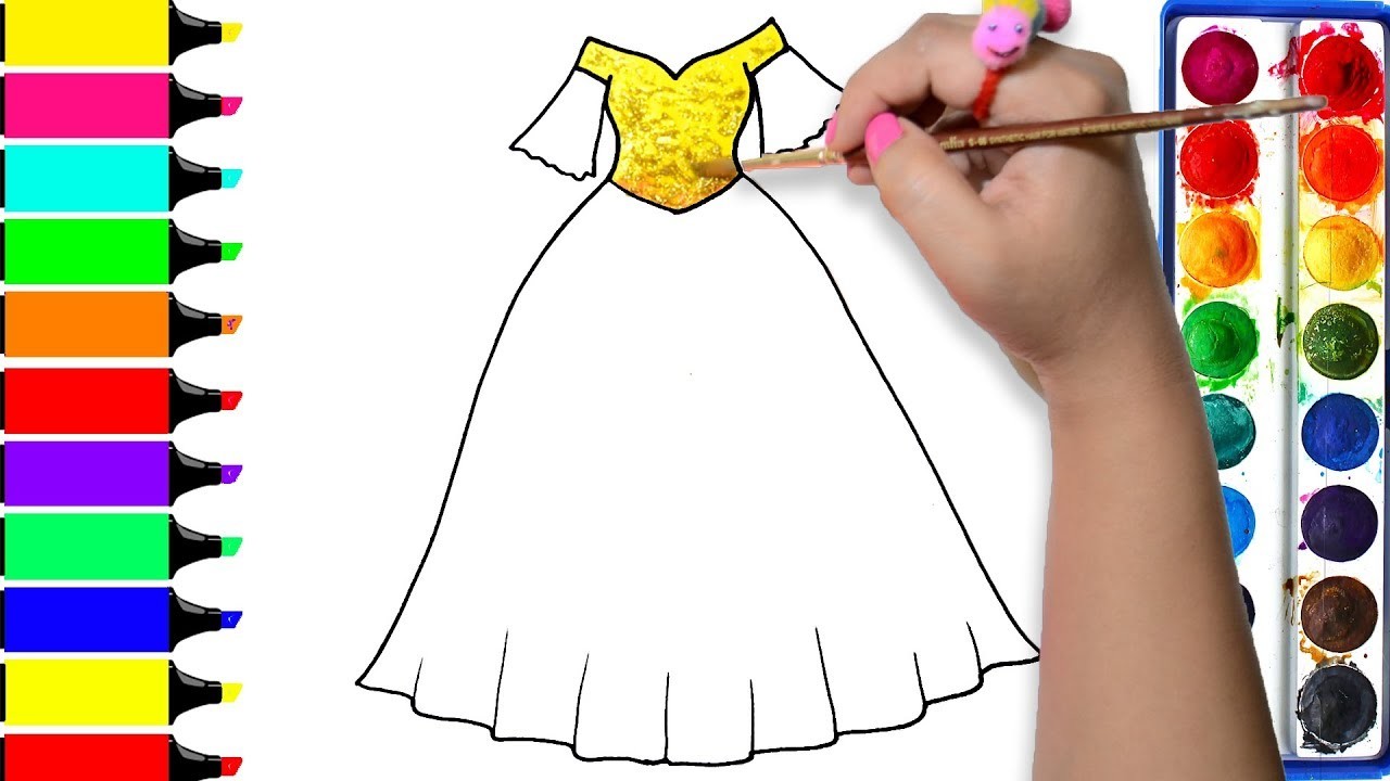 1280x720 How To Draw Princess Dress, Barbie Dress Coloring Pages, Learn - Drawing Of A Princess Dress