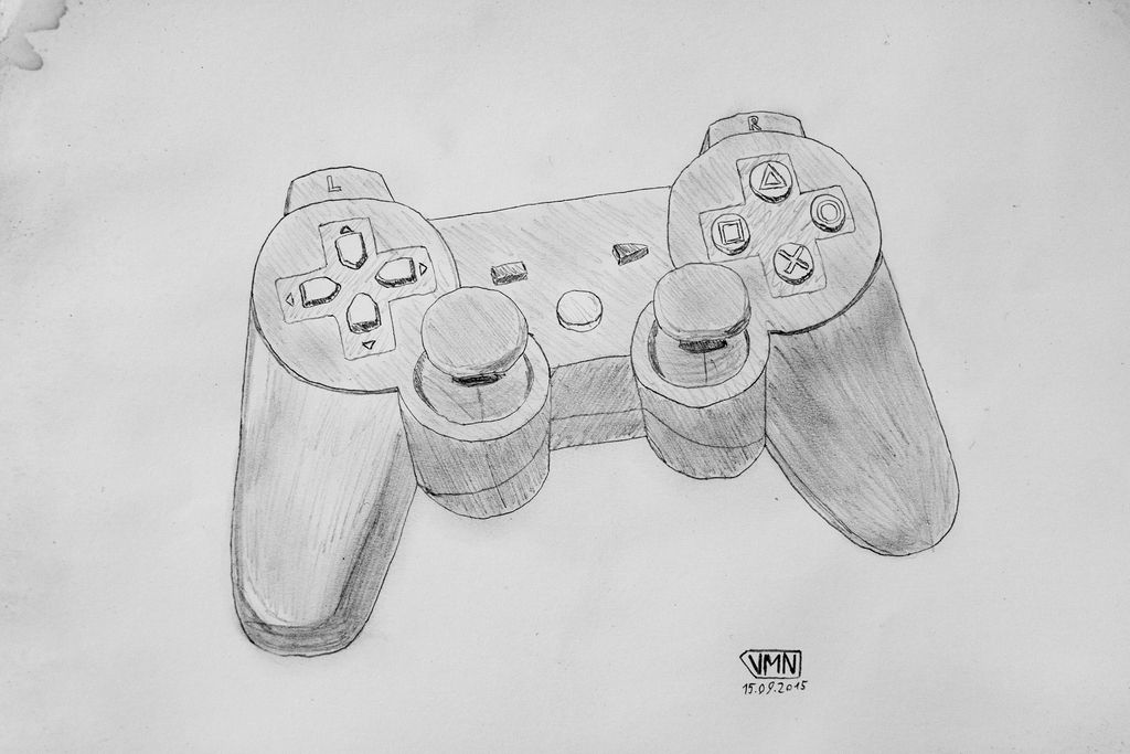 1024x683 Controller - Drawing Of A Ps3 Controller