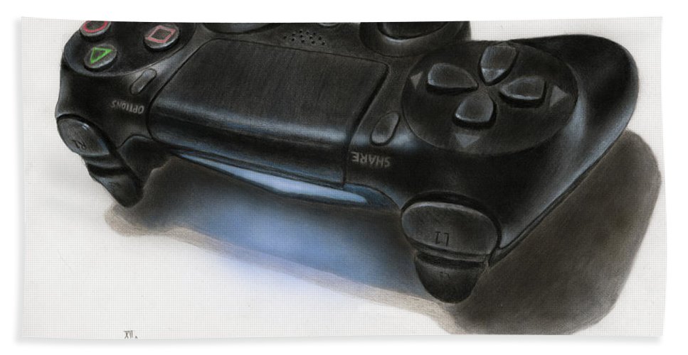 967x500 Controller Drawing Beach Towel For Sale - Drawing Of A Ps4 Controller