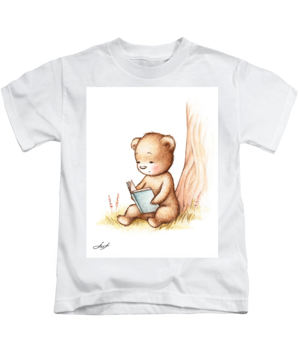 1000x1200 Drawing Of Teddy Bear Reading A Book Under Tree Kids T Shirt - Drawing Of A Shirt