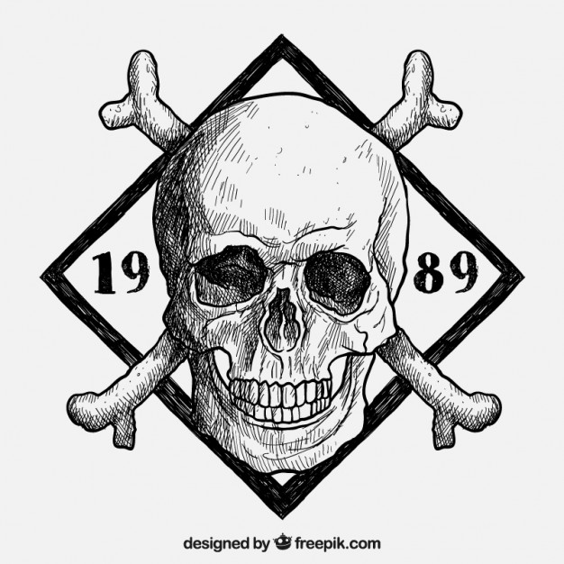 626x626 hand drawn skull insignia vector free download - Drawing Of A Skeleton Hand