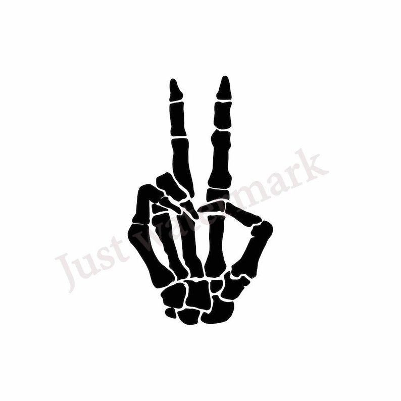 794x794 Svgjpg Skeleton Hand Showing Fingers Of Victory Sign Etsy - Drawing Of A Skeleton Hand