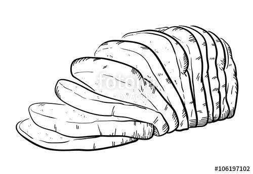 500x345 Bread Sketch, A Hand Drawn Vector Illustration Sketch Of A Sliced - Drawing Of A Slice Of Bread