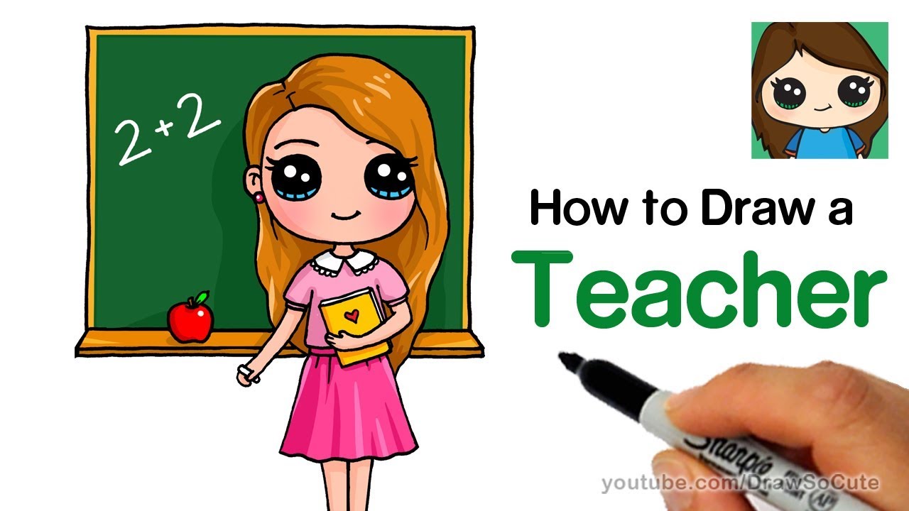 1280x720 How To Draw A Teacher Easy Back To School - Drawing Of A Teacher Teaching