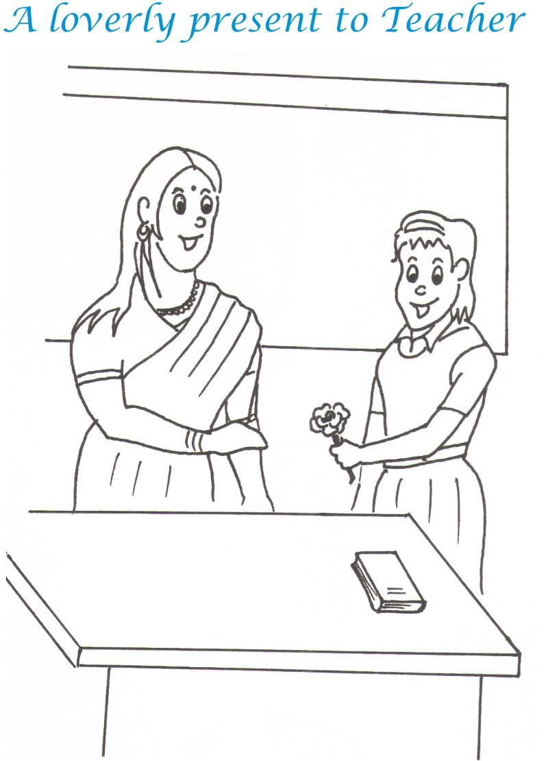 800x1110 Teacher's Day Printable Coloring - Drawing Of A Teacher Teaching