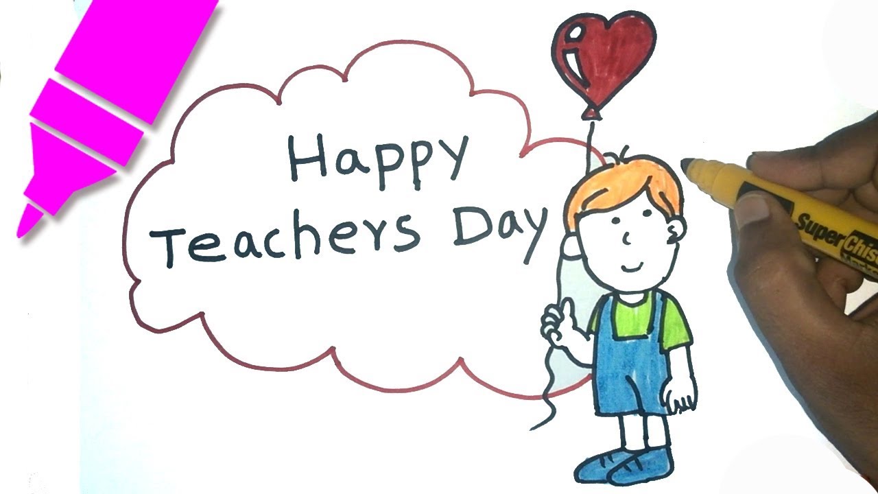 1280x720 Teachers Day Drawing For Kids Step - Drawing Of A Teacher Teaching