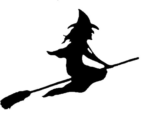 500x394 Vector Drawing Of Witch On A Broom - Drawing Of A Witch On A Broomstick