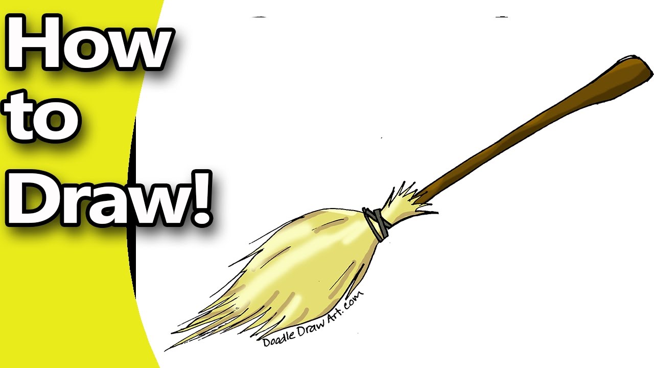 1280x720 How To Draw A Witches Broom Step - Drawing Of A Witch On A Broomstick