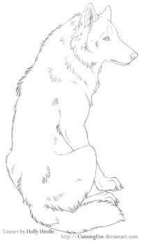 204x350 Free Lineart - Drawing Of A Wolf Sitting