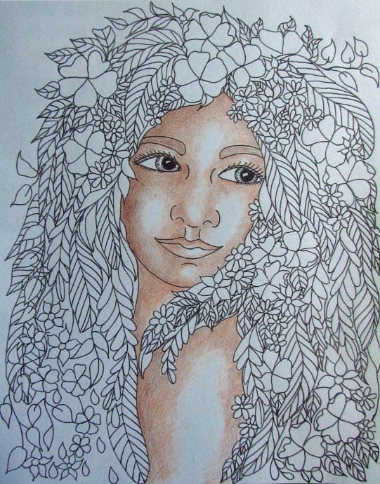 541x690 How To Color In A Face - Drawing Of A Womans Face