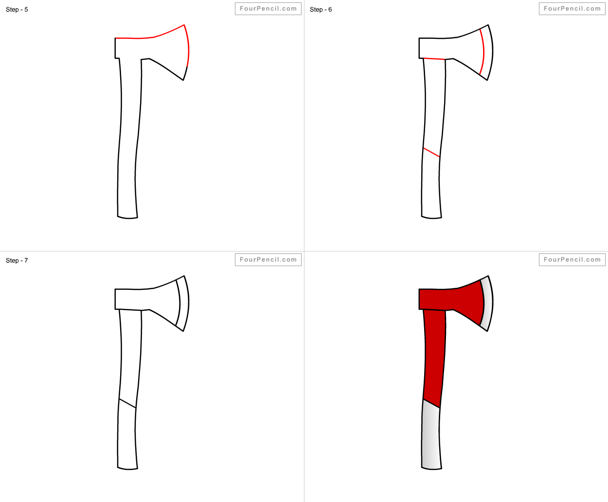1250x1032 how to draw axe for kids step - Drawing Of Axe