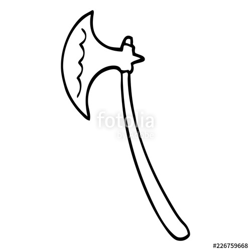 500x500 Line Drawing Cartoon Medieval Axe Stock Image And Royalty Free - Drawing Of Axe