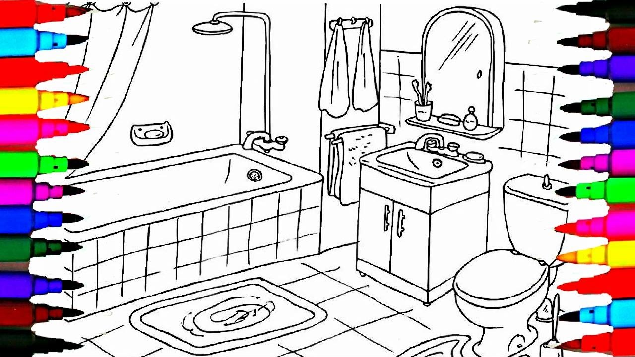 1280x720 Coloring Pages Bathrooms L Bath Tub L Toilet Drawing Pages - Drawing Of Bathroom