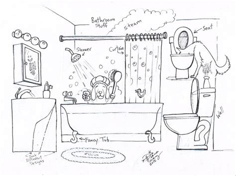 474x354 pencil drawing bathroom interior, circa bathroom drawing - Drawing Of Bathroom