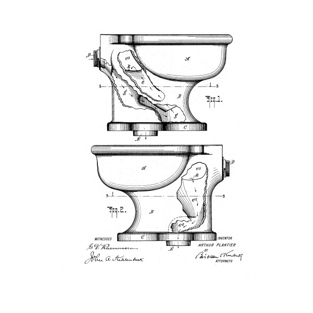 630x630 Toilet Bowl Vintage Patent Hand Drawing - Drawing Of Bathroom