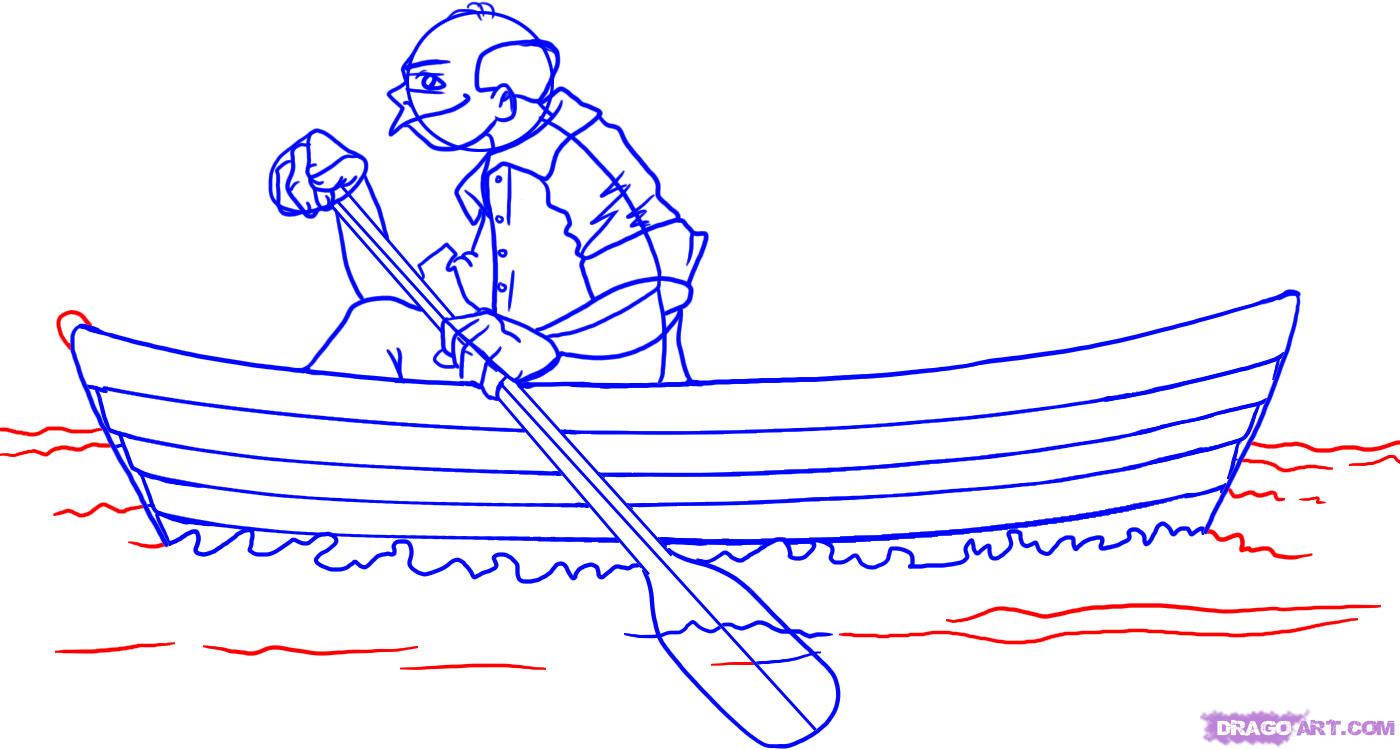 1400x750 How To Draw A Boat, Step - Drawing Of Boat In Water
