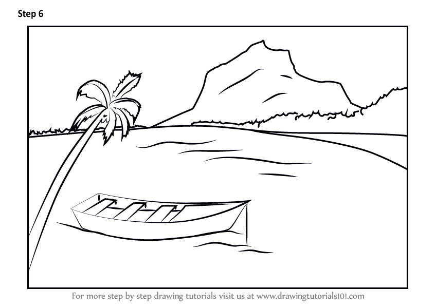 846x600 Learn How To Draw A Boat In Water Scenery - Drawing Of Boat In Water