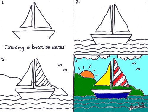 500x381 Lesson Drawing A Boat Art For Kids - Drawing Of Boat In Water