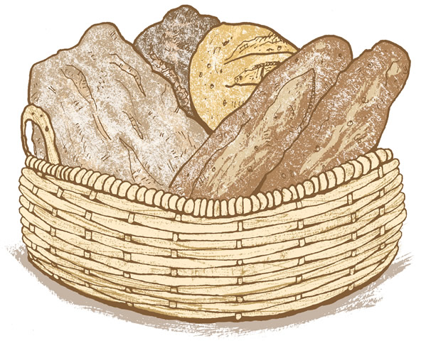 592x483 drawing a basket of bread hoboken pudding - Drawing Of Bread