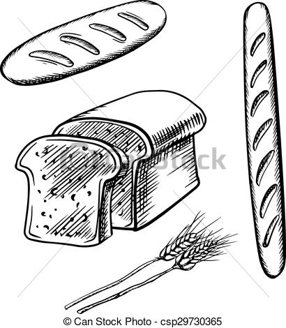410x470 sliced bread, long loaf and baguette sketch of sliced bread - Drawing Of Bread