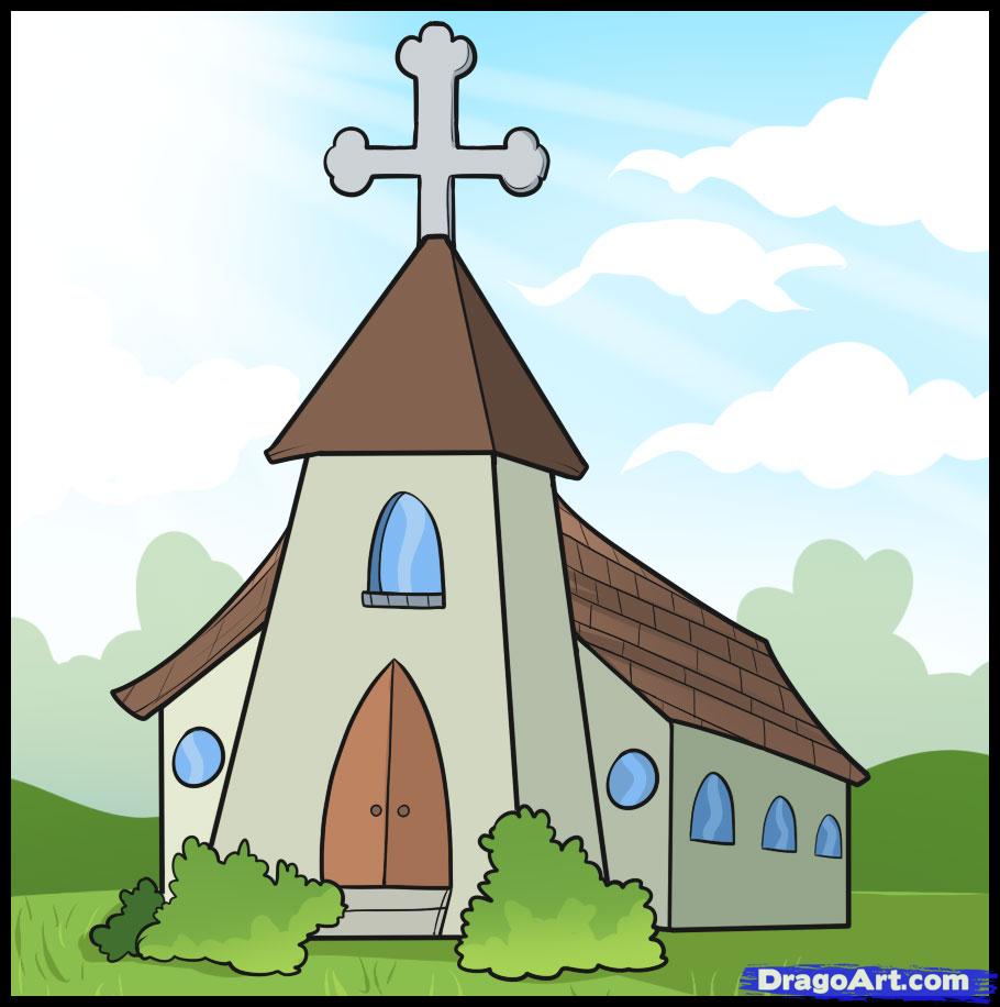 910x916 How To Draw A Church, Step - Drawing Of Church Building