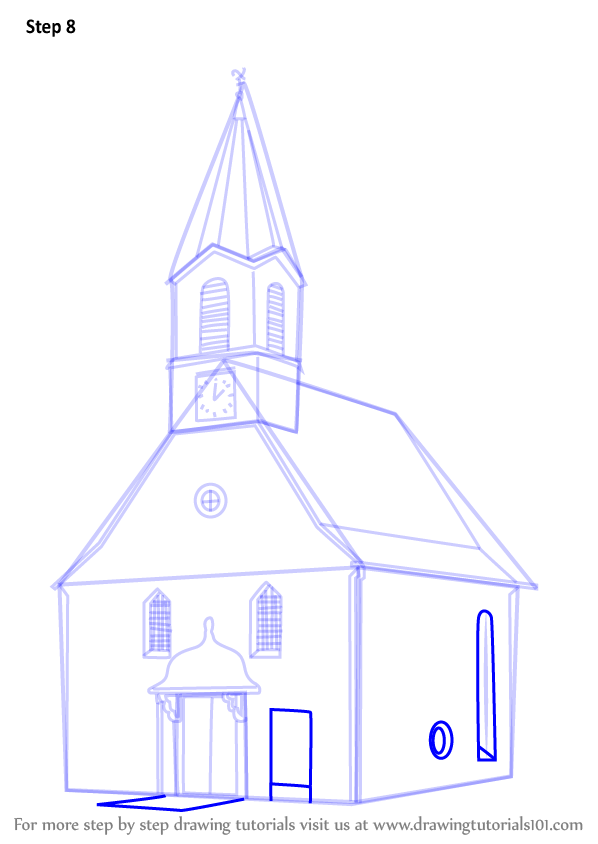 598x844 Learn How To Draw A Church Building - Drawing Of Church Building