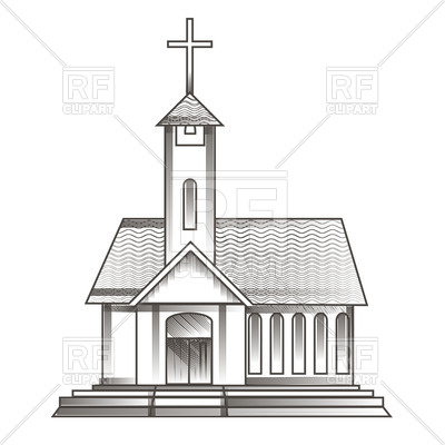 400x400 Catholic Church Drawn In Engraving Style Vector Image - Drawing Of Church Building