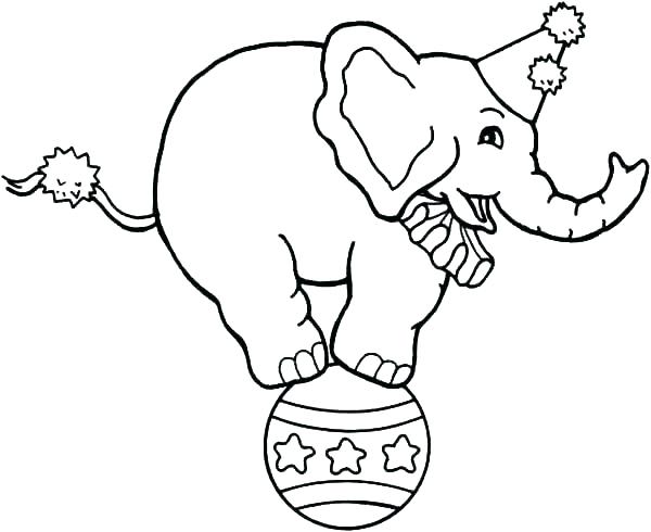 600x490 Circus Elephant Coloring Pages Great Free Clipart, Silhouette - Drawing Of Circus Joker