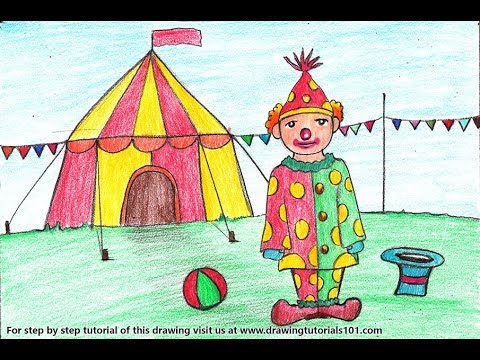 480x360 How To Draw A Clown With Circus For Kids Step - Drawing Of Circus Joker
