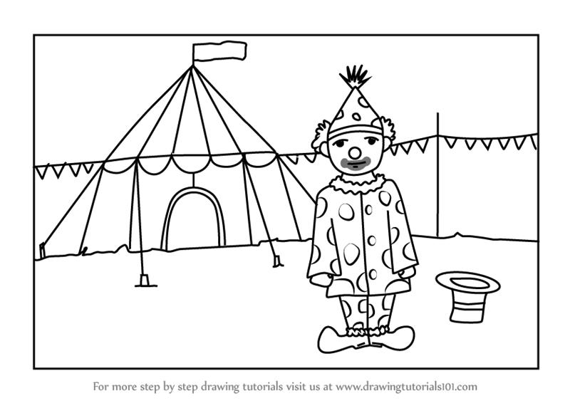 800x566 Learn How To Draw A Clown With Circus For Kids - Drawing Of Circus Joker