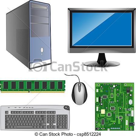 450x452 computer parts vector detailed computer hardware icons on white - Drawing Of Computer Parts
