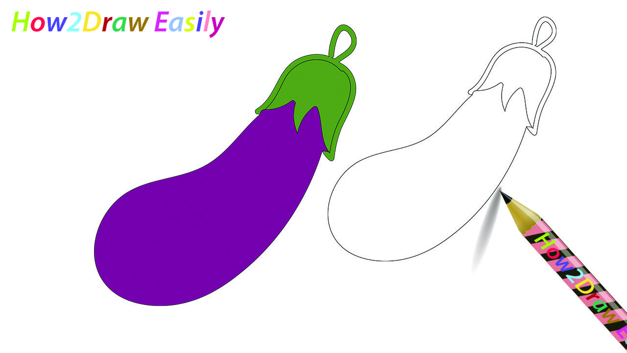 1280x720 Eggplant Drawing Coloring - Drawing Of Eggplant