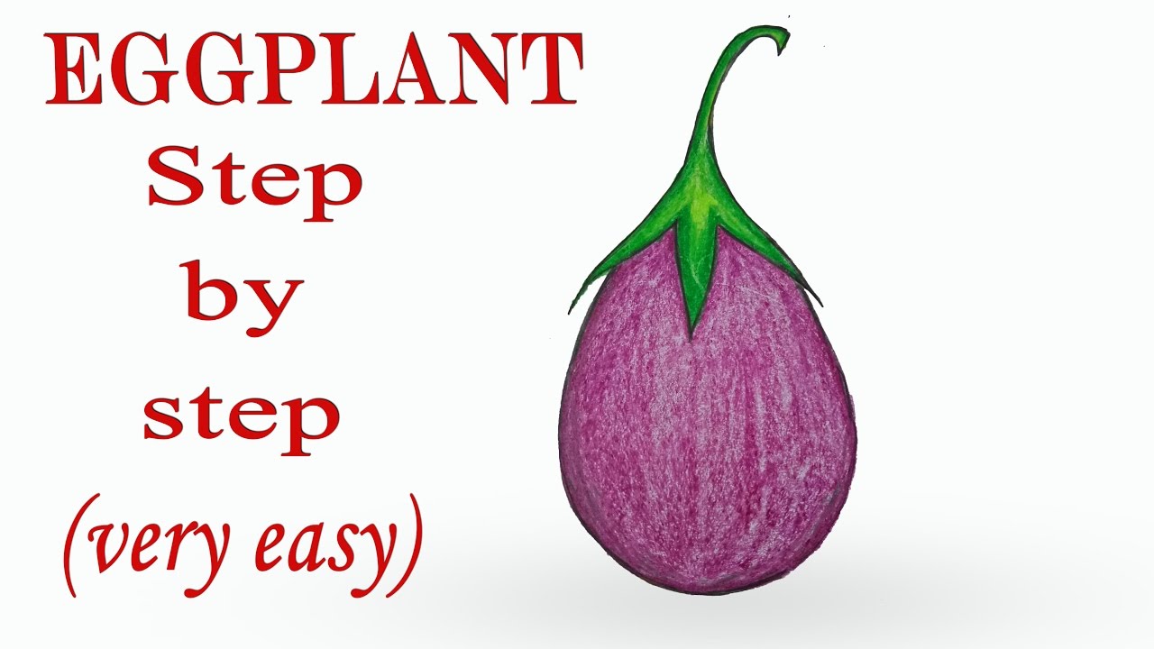 1280x720 How To Draw A Eggplant Step - Drawing Of Eggplant