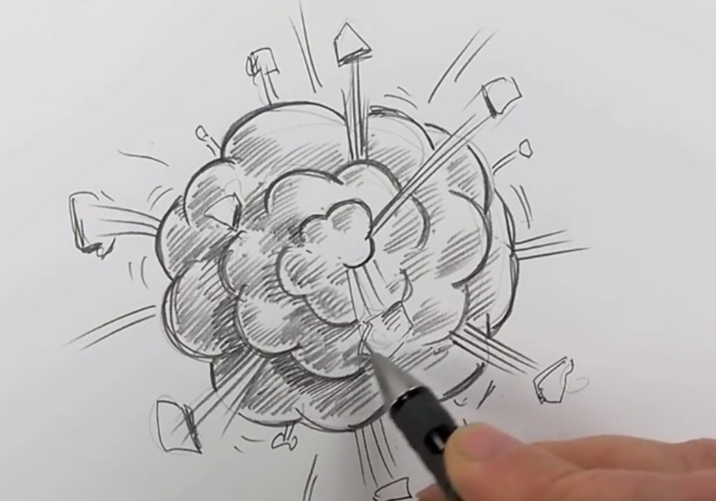 1027x719 comic book video tutorials how to draw an explosion - Drawing Of Explosion