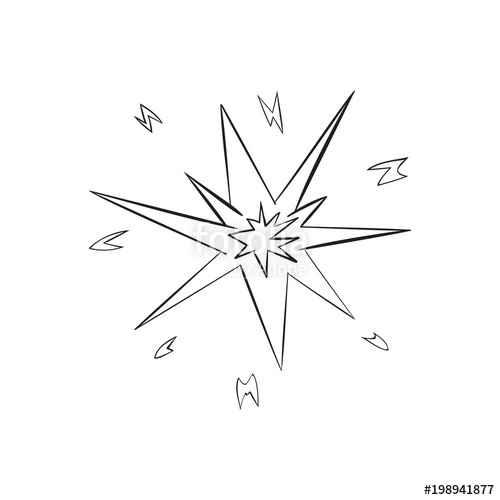 500x500 Vector Sketch Illustration Of An Object Of Nature Outline Hand - Drawing Of Explosion