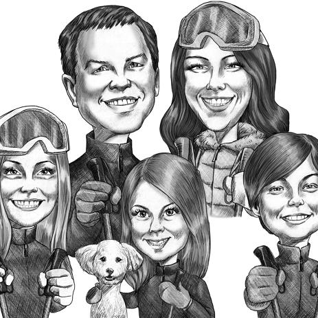 463x463 Family Group Caricatures From Photos Convert Picture To Superhero - Drawing Of Family Members