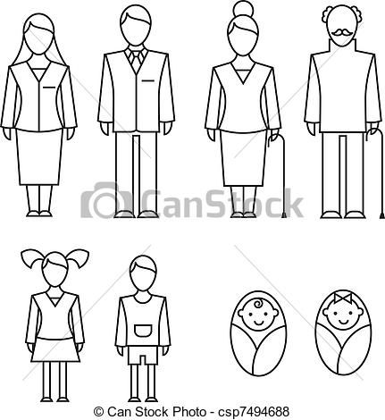 431x470 Vector Of Family Icons - Drawing Of Family Members