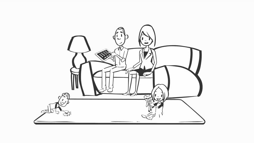 852x480 Black And White Drawing, White Stock Footage Video - Drawing Of Family Members