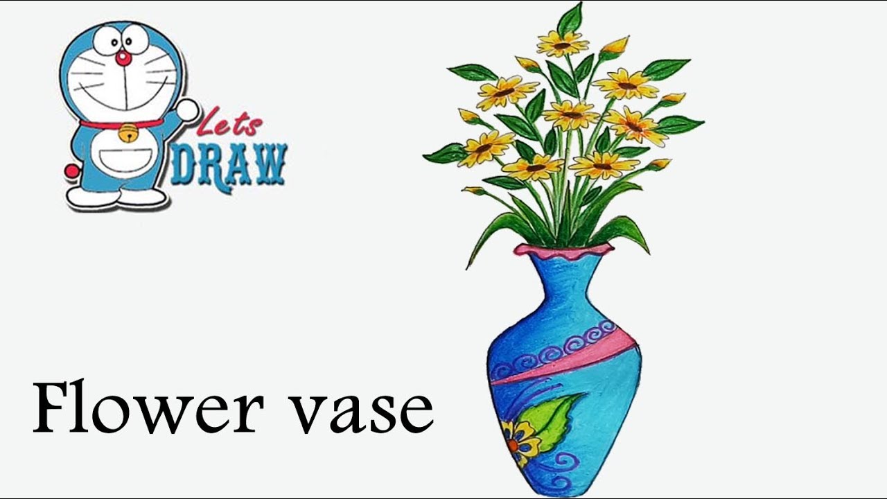 1280x720 How To Draw Flower Vase Step - Drawing Of Flower Vase For Kid