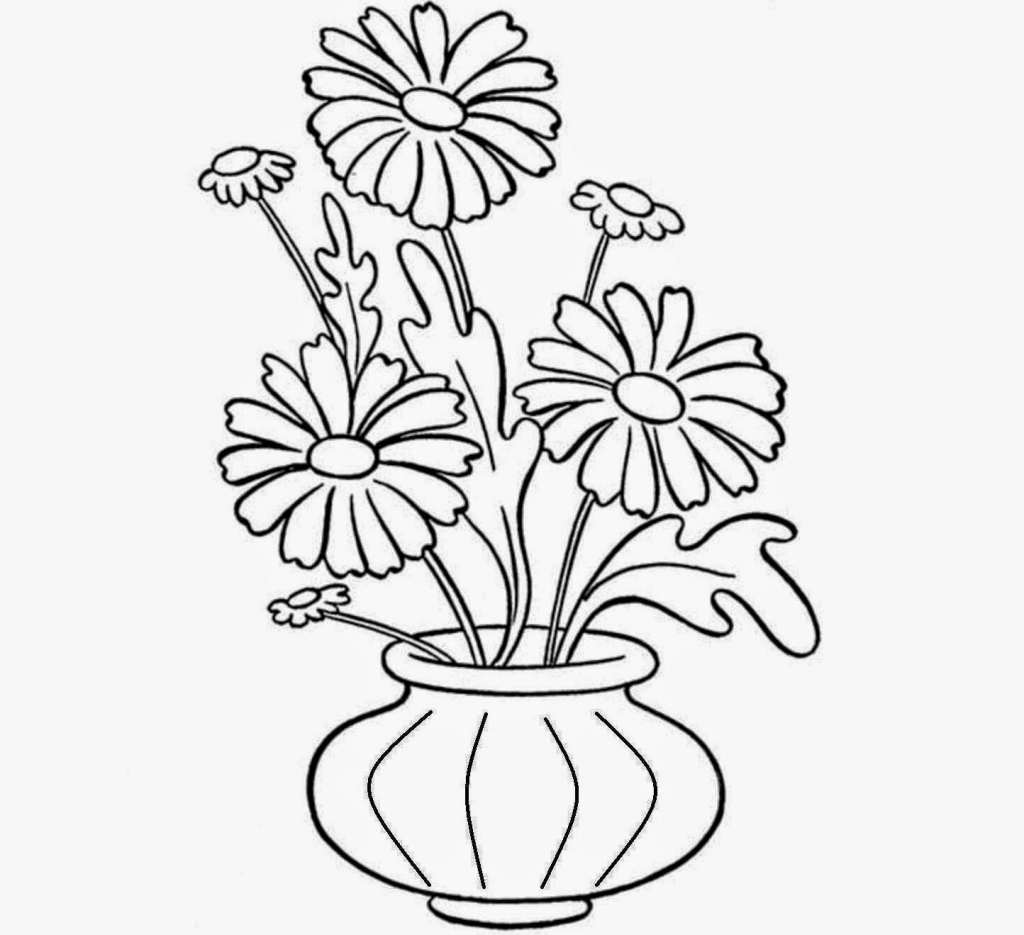 1024x935 Pencil Sketch Simple Flower Vase Pencil Drawings Of Flower Pots - Drawing Of Flower Vase For Kid