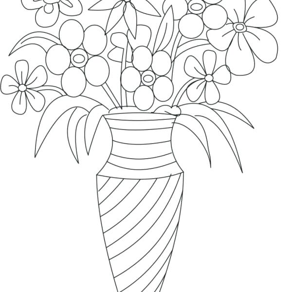 598x600 Vases Drawings Flower Image Drawings Elegant Picture Of Flower - Drawing Of Flower Vase For Kid
