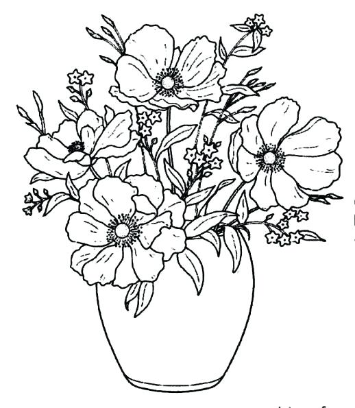518x595 Vases Drawings With Flowers Drawing A Simple Flower Vase How - Drawing Of Flower Vase For Kid