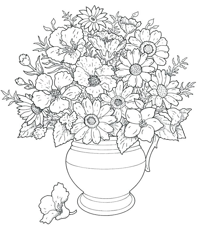 650x750 Flower Vases Drawing - Drawing Of Flower Vase For Kid