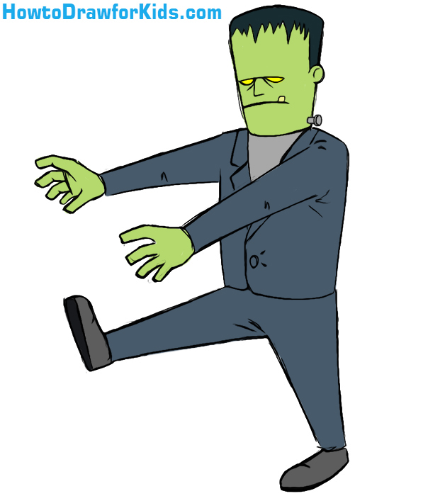 628x700 how to draw frankenstein's monster how to draw for kids - Drawing Of Frankenstein Monster
