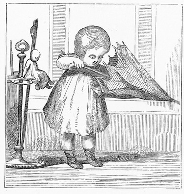 375x396 Little Girl Umbrella Drawing - Drawing Of Girl With Umbrella