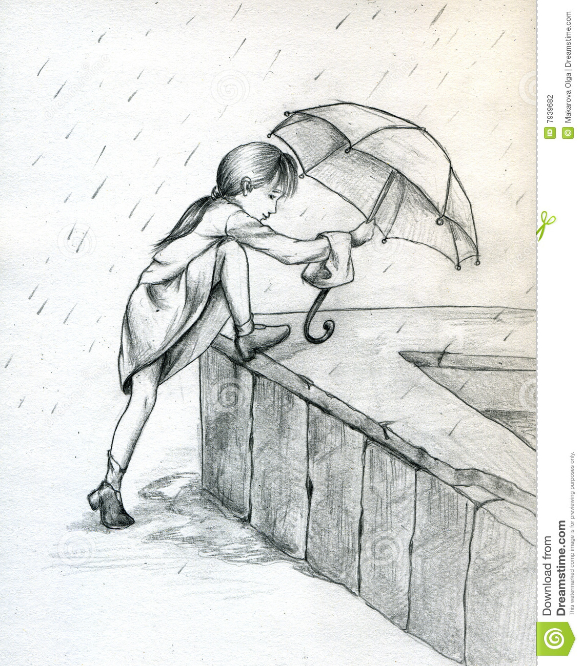 Drawing Of Girl With Umbrella At Paintingvalley Com Explore